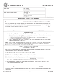 Document preview: Form GN-110 Application for Review of Court Debt Offset - Missouri