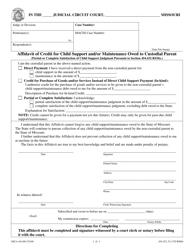 Document preview: Form CS100 Affidavit of Credit for Child Support and/or Maintenance Owed to Custodial Parent - Missouri