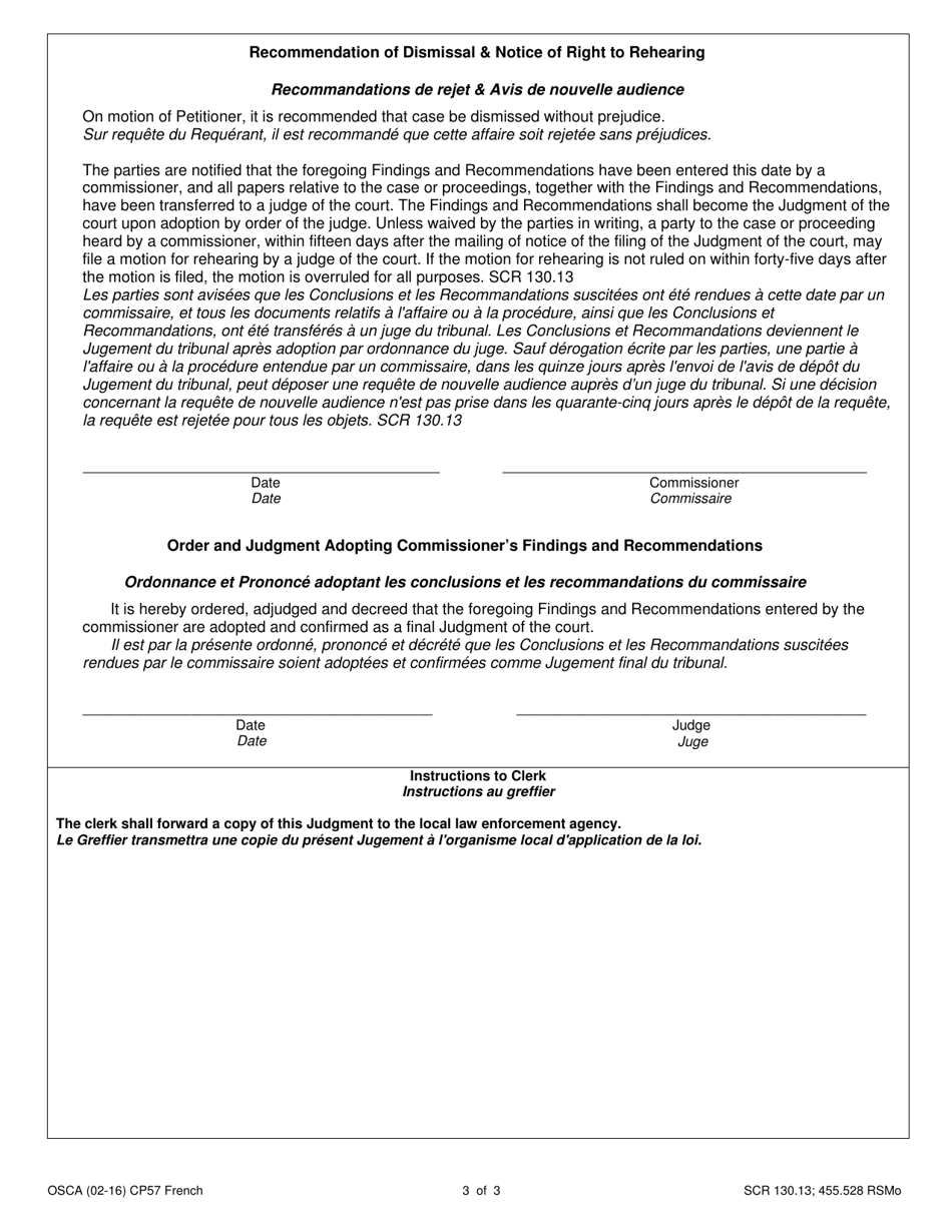 Form CP57 Request to Dismiss Petition for Order of Protection - Child - Missouri (English / French), Page 3