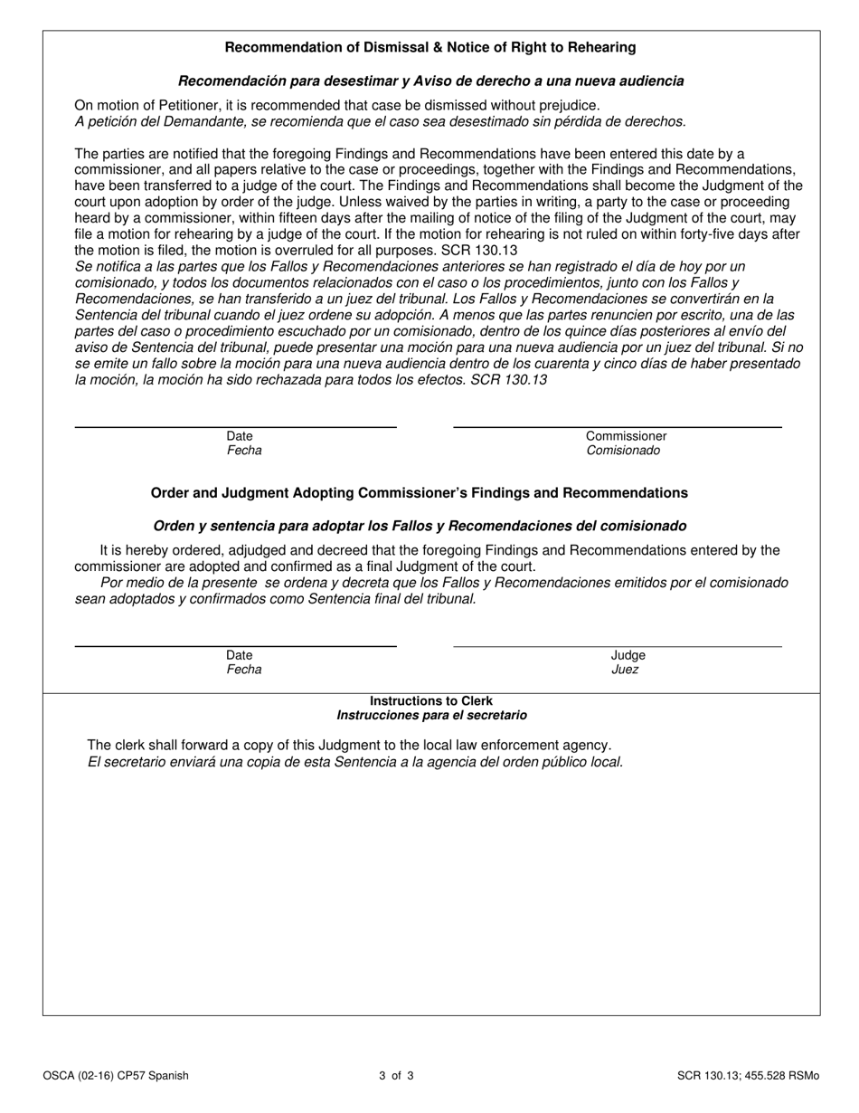 Form CP57 Request to Dismiss Petition for Order of Protection - Child - Missouri (English / Spanish), Page 3
