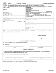 Form CP51 Request to Dismiss Petition for Order of Protection - Child - Missouri