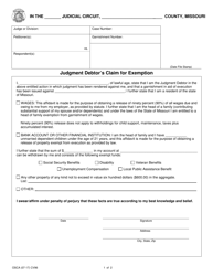 Form CV96 Judgment Debtor's Claim for Exemption - Missouri