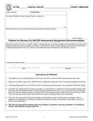 Document preview: Form CV135 Petition for Review of a Satop Assessment Assignment Recommendation - Missouri