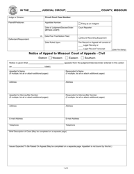 Document preview: Notice of Appeal to Missouri Court of Appeals - Civil - Missouri