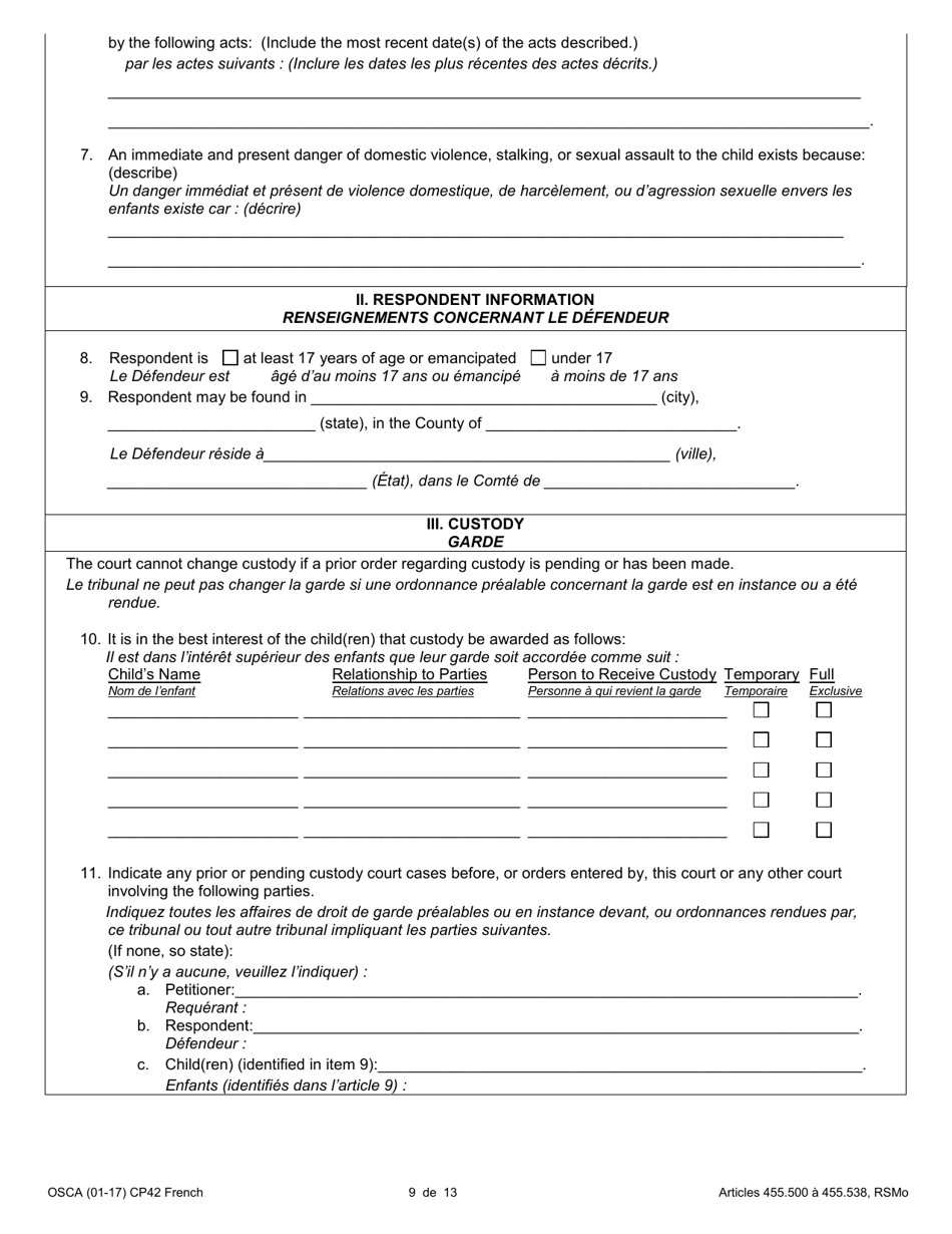 Form CP42 Download Printable PDF or Fill Online Petition for Order of ...