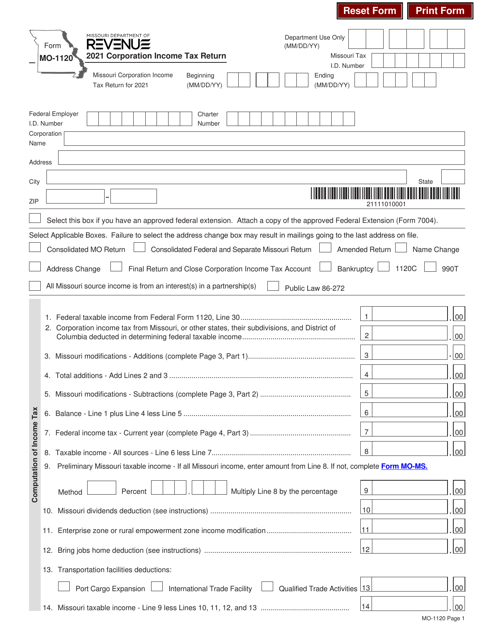 Form MO-1120 2021 Printable Pdf