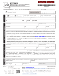 Form MO-3NR Partnership or S Corporation Withholding Exemption or Revocation Agreement - Missouri