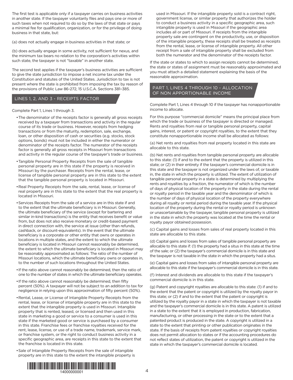 Instructions for Form MO-1120S S-Corporation Income Tax Return - Missouri, Page 4