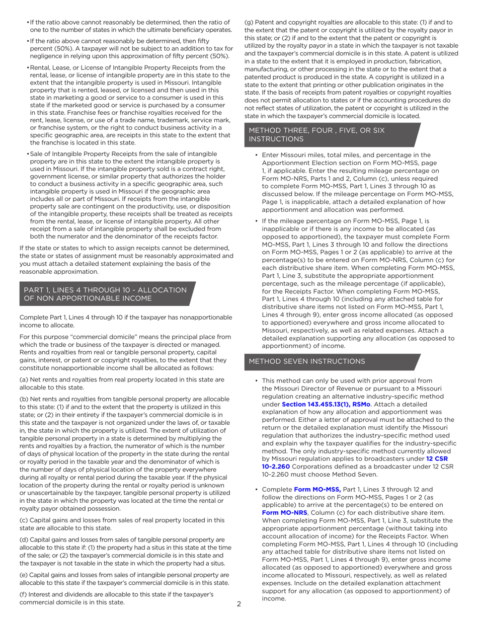 Form MO-MSS S-Corporation Allocation and Apportionment Schedule - Missouri, Page 4