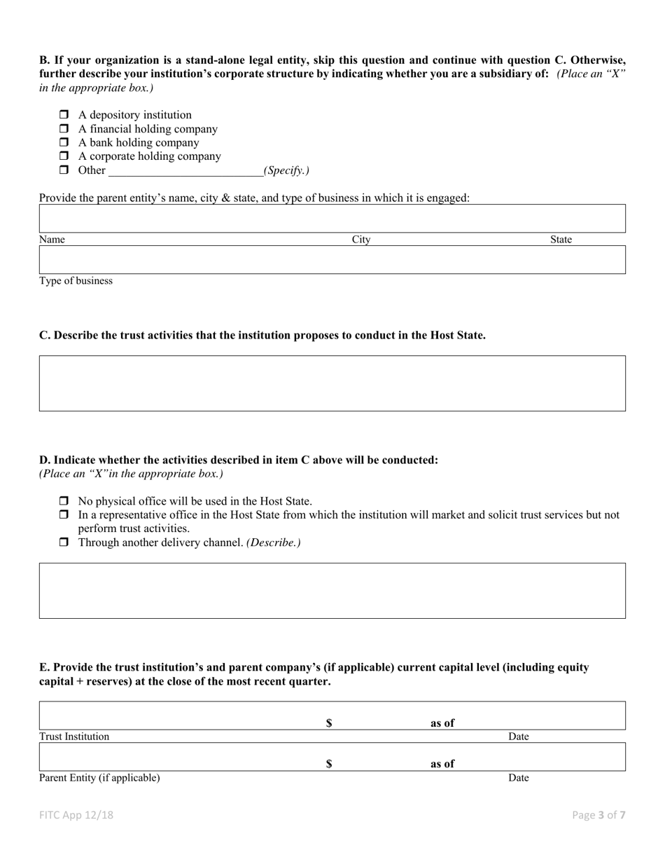 Application for Interstate Trust Activities - Foreign Independent Trust Company - Nevada, Page 3