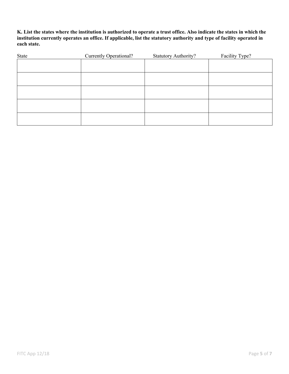 Application for Interstate Trust Activities - Foreign Independent Trust Company - Nevada, Page 5