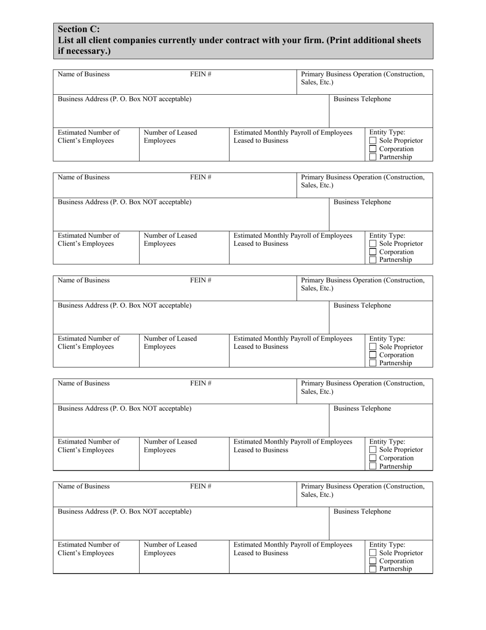 Application for Professional Employer Organization License - Nevada, Page 4