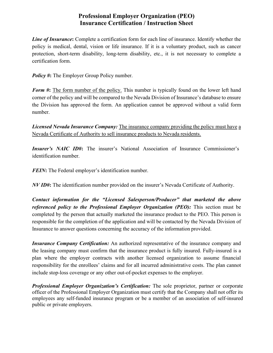 Application for Professional Employer Organization License - Nevada, Page 7