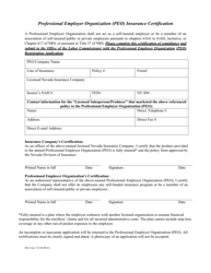 Application for Professional Employer Organization License - Nevada, Page 8