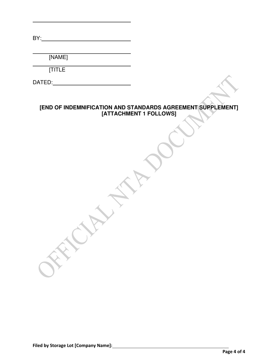 Indemnification and Standards Agreement Supplement to Insurance Company Designated Vehicle Storage Lot Approval Request - Nevada, Page 4