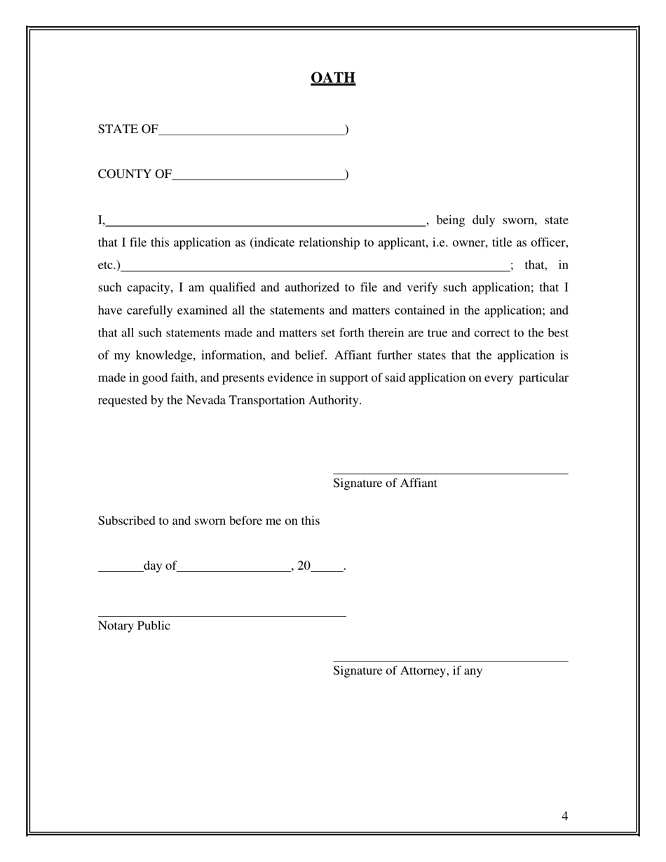Application for a Permit to Act as an Autonomous Vehicle Network Company (Avnc) - Nevada, Page 4