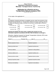 Application for a Permit to Act as a Transportation Network Company (Tnc) - Nevada