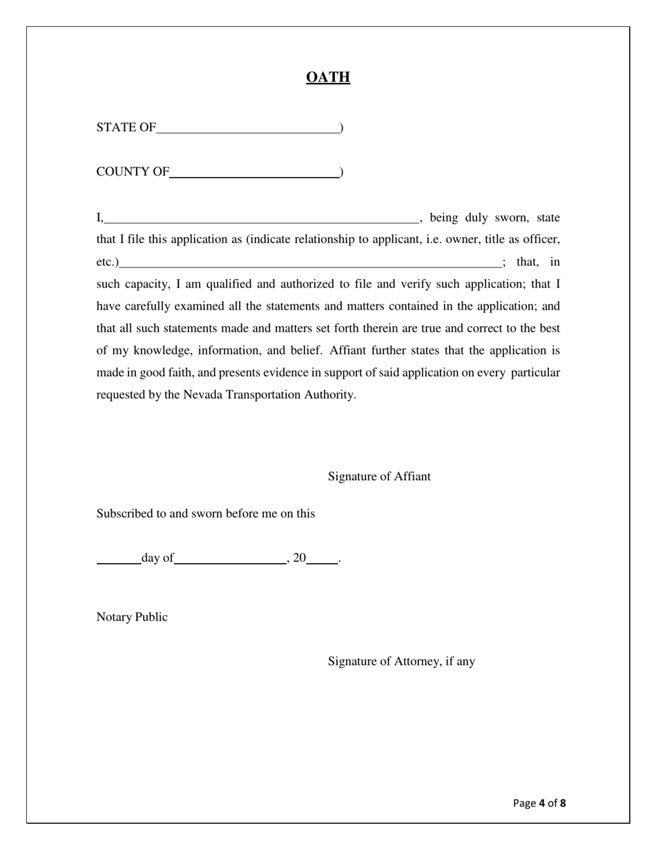Application for a Permit to Act as a Transportation Network Company (Tnc) - Nevada, Page 4