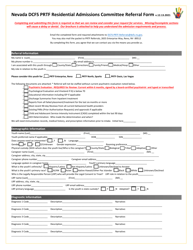 Nevada Dcfs Prtf Residential Admissions Committee Referral Form - Nevada