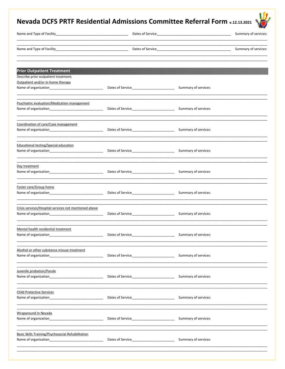 Nevada Dcfs Prtf Residential Admissions Committee Referral Form - Nevada, Page 3