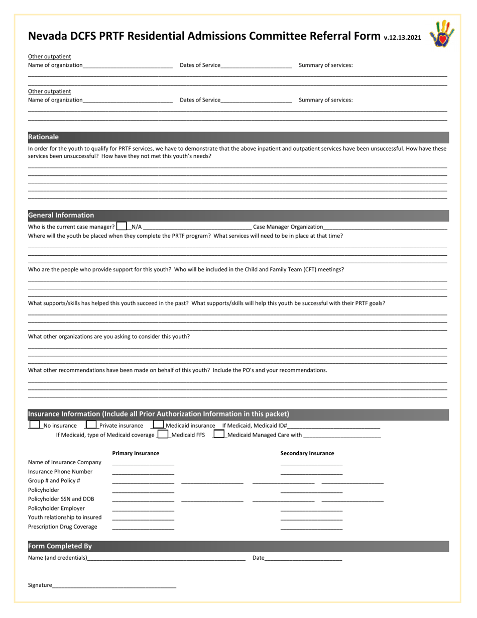 Nevada Dcfs Prtf Residential Admissions Committee Referral Form - Nevada, Page 4