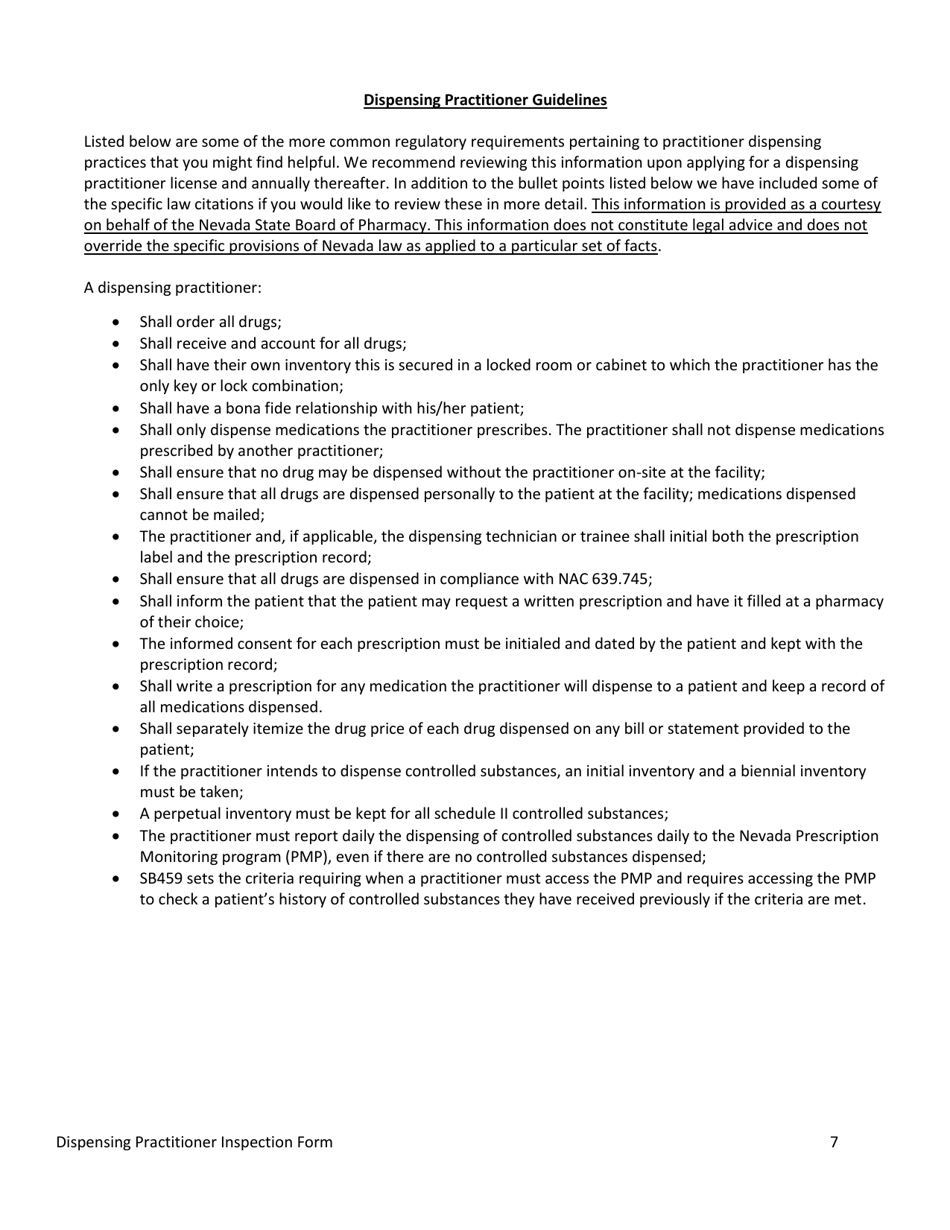 Nevada Dispensing Practitioner Inspection Fill Out, Sign Online and