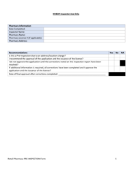 Retail Pharmacy Pre-inspection Form - Nevada, Page 5