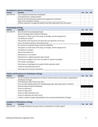 Institutional Pharmacy Inspection Form - Nevada, Page 5