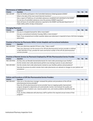 Institutional Pharmacy Inspection Form - Nevada, Page 7