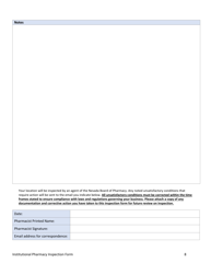 Institutional Pharmacy Inspection Form - Nevada, Page 8