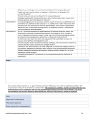 Sterile Compounding Inspection Form - Nevada, Page 10