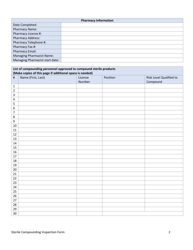 Sterile Compounding Inspection Form - Nevada, Page 2
