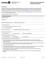 Document preview: Form ON00275E Anti-racism Anti-hate Grant Program Application - Ontario, Canada