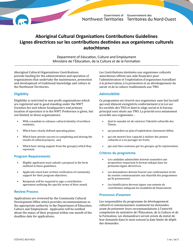 Aboriginal Cultural Organizations Contributions Program Application and Guidelines - Northwest Territories, Canada (English/French)