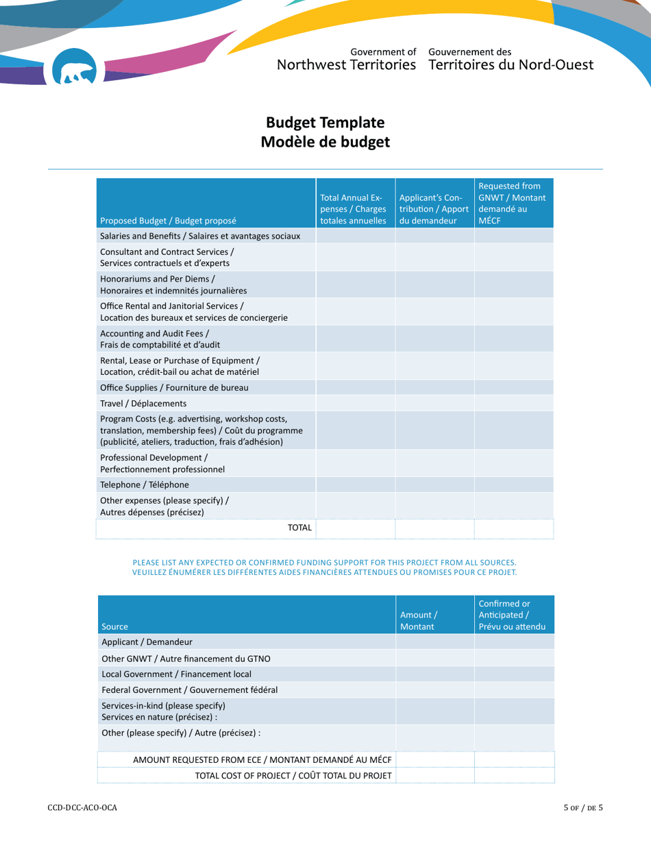 Aboriginal Cultural Organizations Contributions Program Application and Guidelines - Northwest Territories, Canada (English / French), Page 5