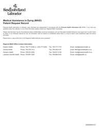 Form D0052 Medical Assistance in Dying (Maid) Patient Request Record - Newfoundland and Labrador, Canada, Page 3