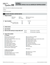 Form W67-01A-2112 Hunting or Trapping Accident Form - Quebec, Canada, Page 3