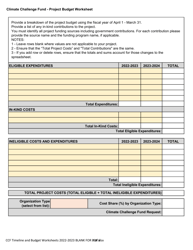 Climate Challenge Fund Timeline and Budget Worksheets - Prince Edward Island, Canada, Page 3