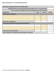 Climate Challenge Fund Timeline and Budget Worksheets - Prince Edward Island, Canada, Page 4