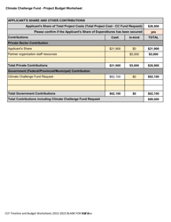 Climate Challenge Fund Timeline and Budget Worksheets - Prince Edward Island, Canada, Page 6