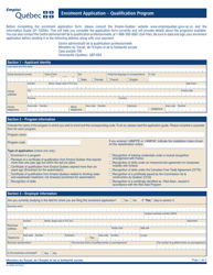 Form 01-1000A Enrolment Application - Qualification Program - Quebec, Canada