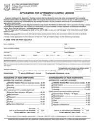 Form BUS1513C Application for Apprentice Hunting License - New Hampshire