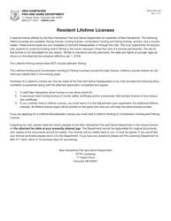Document preview: Form BUS21003 Resident Lifetime Licenses Application - New Hampshire