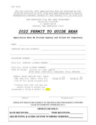 Document preview: Permit to Guide Bear Application - New Hampshire, 2022