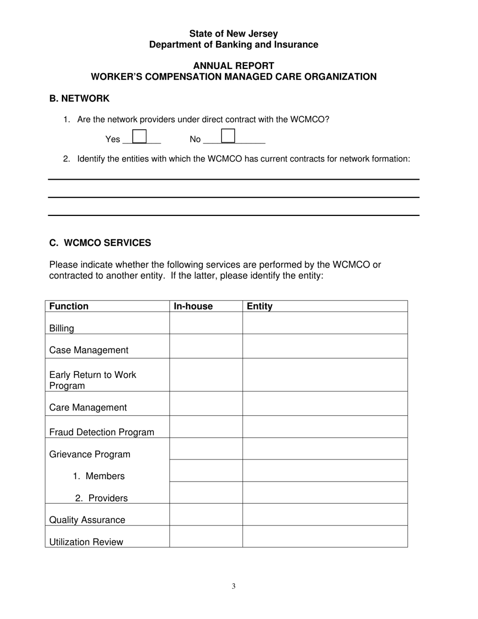 Annual Report - Workers Compensation Managed Care Organization - New Jersey, Page 3