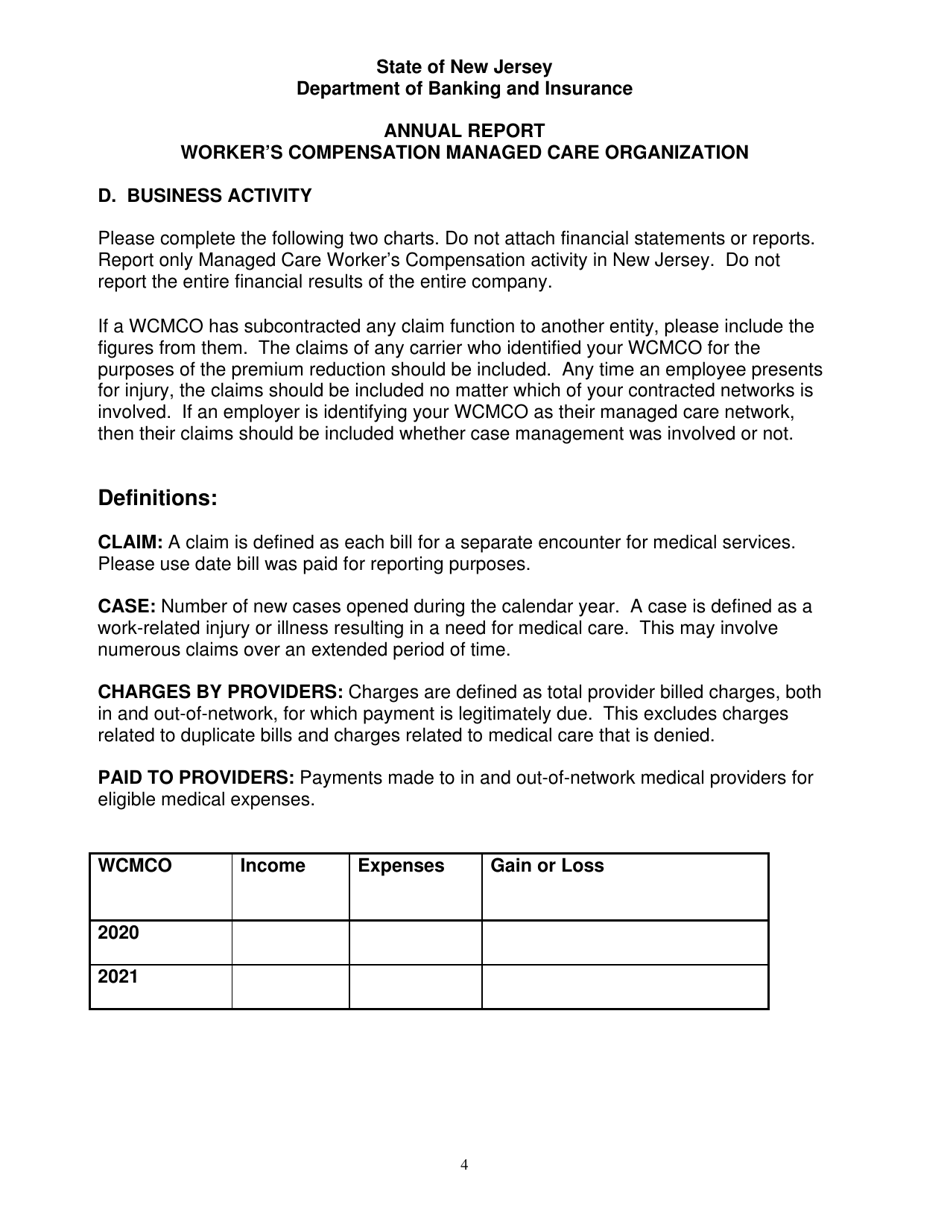 Annual Report - Workers Compensation Managed Care Organization - New Jersey, Page 4