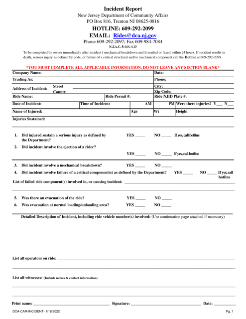Incident Report - New Jersey Download Pdf