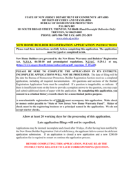 New Home Builder Registration Application - New Jersey