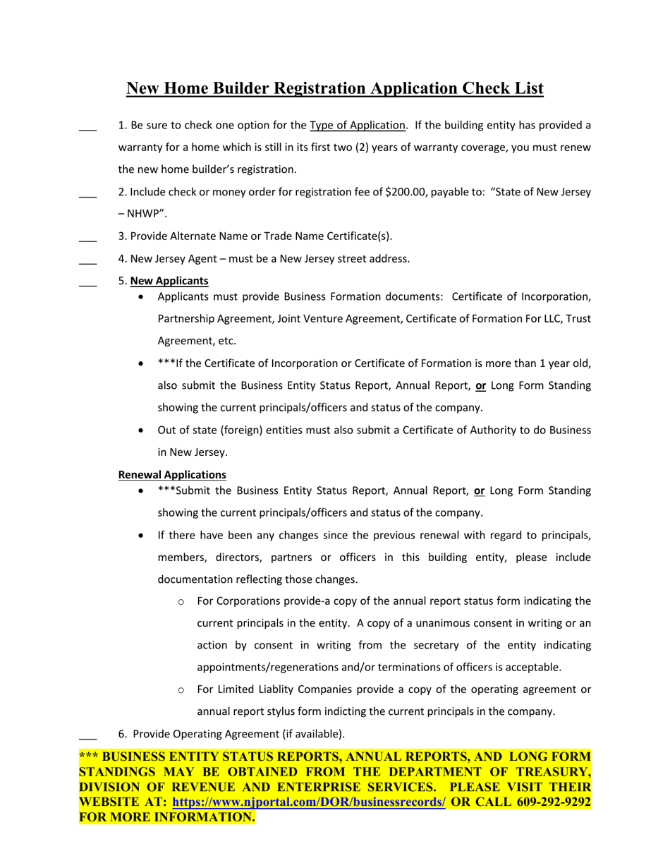 New Home Builder Registration Application - New Jersey, Page 3
