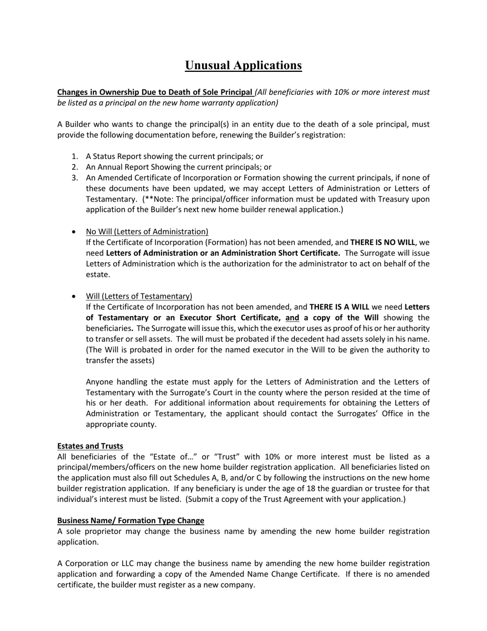 New Home Builder Registration Application - New Jersey, Page 5